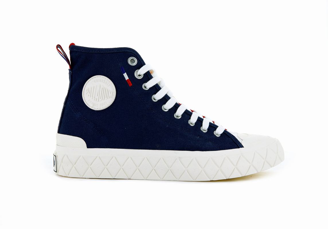 Palladium Palla Ace Canvas Mid Mens High Top Sneakers Indigo/Red Australia [ZXNWHR-658]